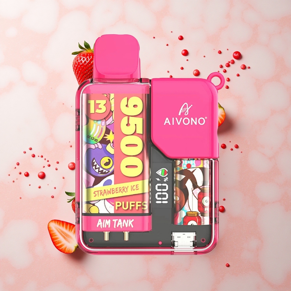 Aivono Aim Tank 9500 Helado de Fresa con Pantalla LCD y Batería 650mAh