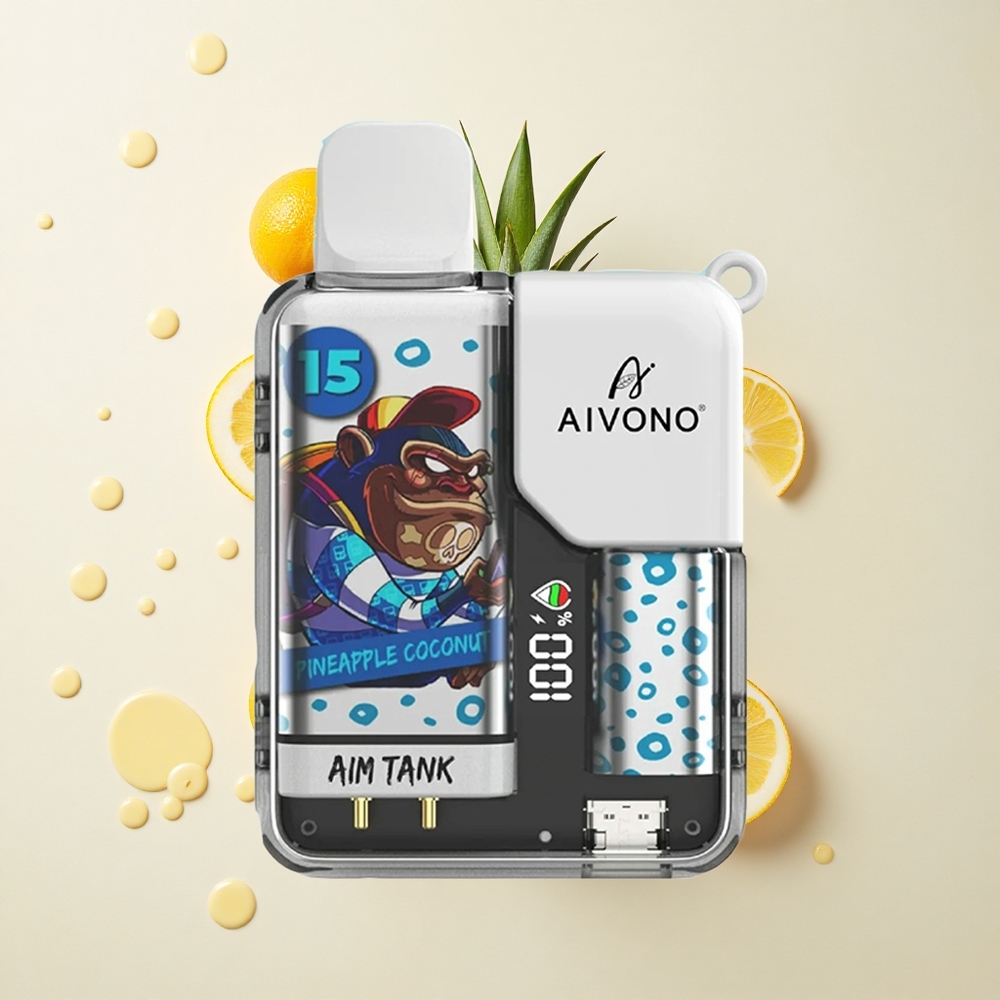 Aivono Aim Tank 9500 Piña Coco con Pantalla LCD y Bobina Mesh 1.2ohm