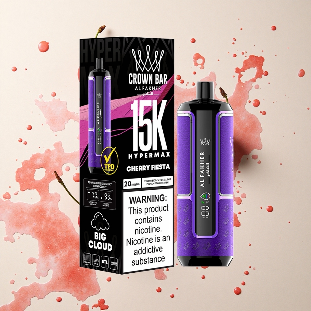 Al Fakher Crown Bar 15K Hypermax Cherry Fiesta Portátil Ligero