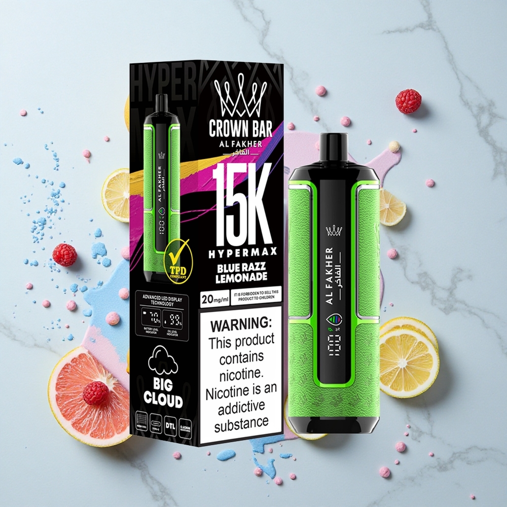 Al Fakher Crown Bar 15K Hypermax Limonada Azul Frambuesa con 22ml y 6mg
