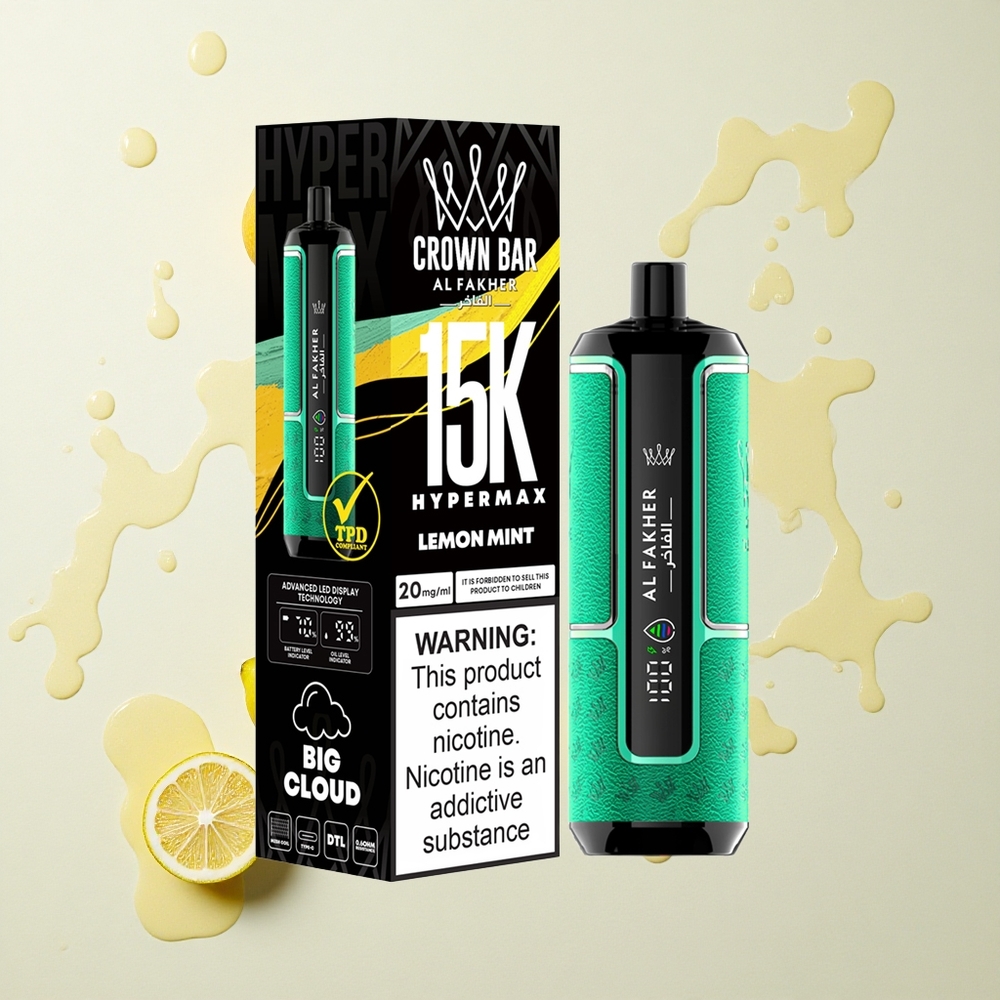 Al Fakher Crown Bar 15K Hypermax Menta Limón Portátil Ligero