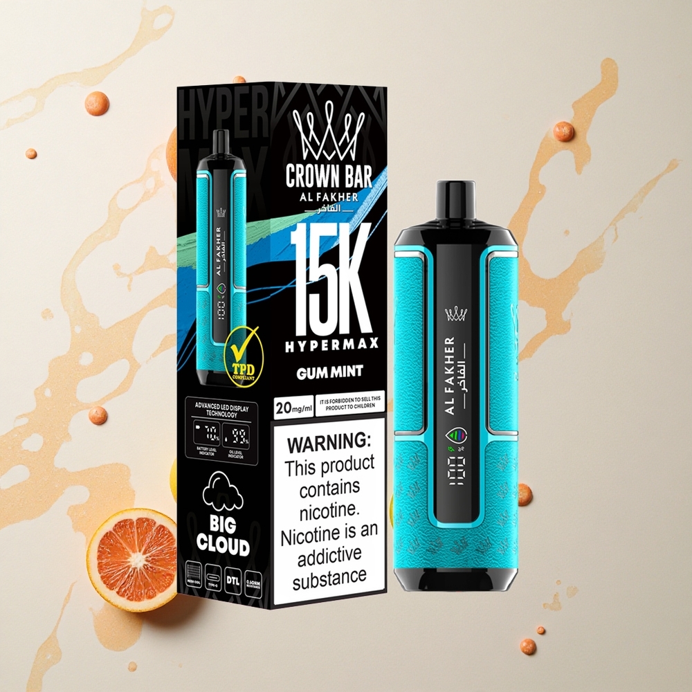 Al Fakher Crown Bar 15K Hypermax Menta de Goma 22ml 600mAh