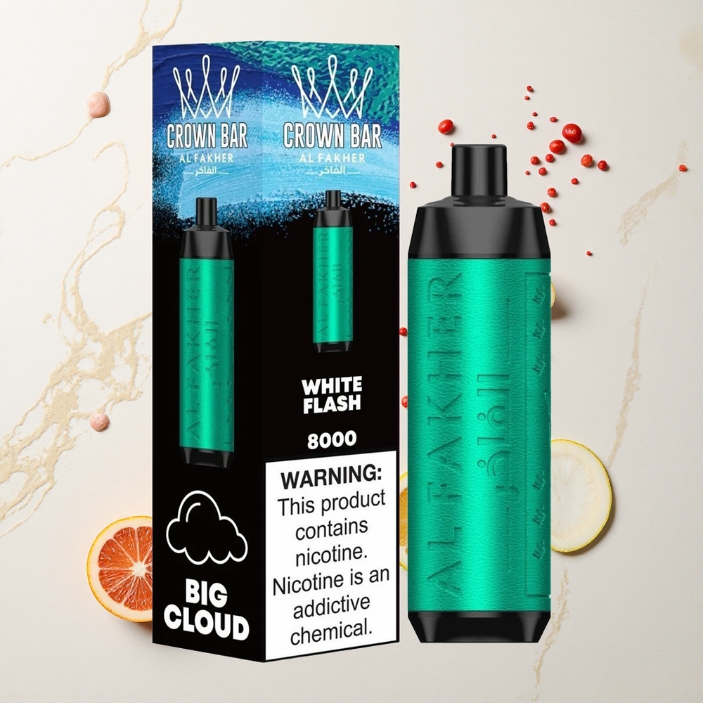Al Fakher Crown Bar 8000 Crystal Destello Blanco con Batería 600mah y Resistencia de Bobina 0.6 ohm