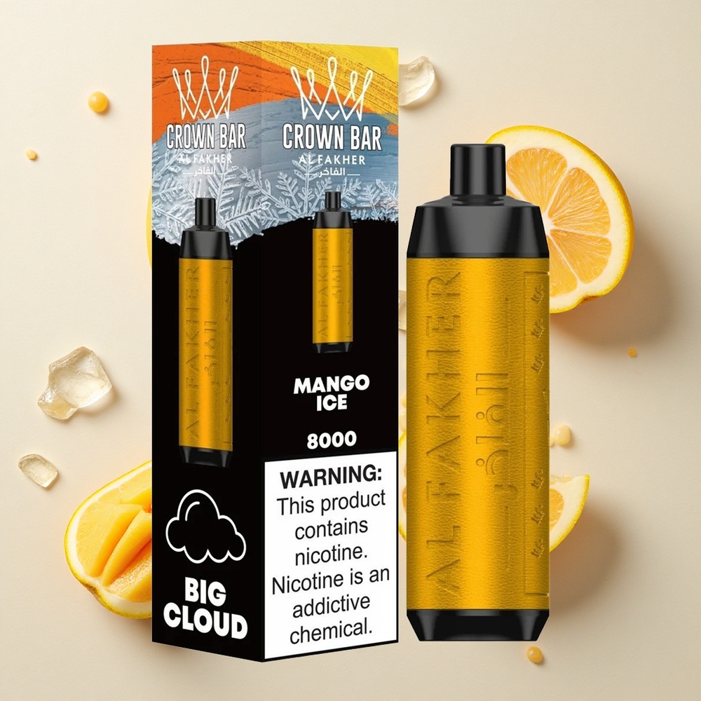 Al Fakher Crown Bar 8000 Crystal Helado de Mango con Batería 600mah y Carga USB Tipo-C