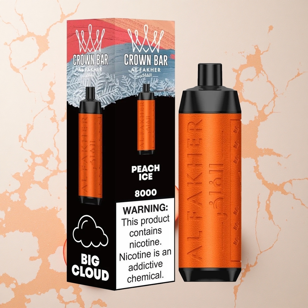 Al Fakher Crown Bar 8000 Crystal Melocotón Hielo con Batería 600mah y 5mg de Nicotina