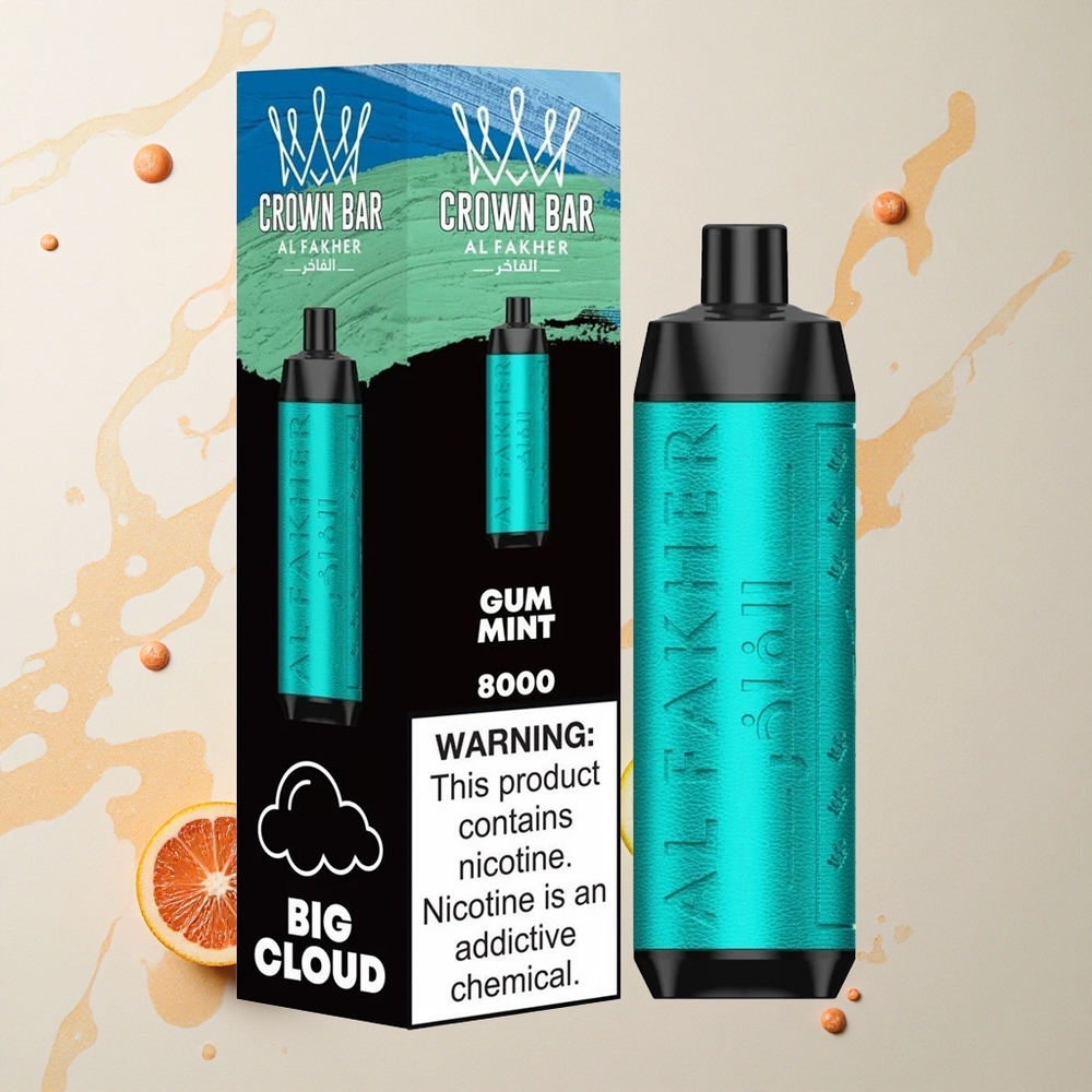 Al Fakher Crown Bar 8000 Crystal Vape Desechable Mentolado con Batería 600mah y Resistencia 0.6 ohm