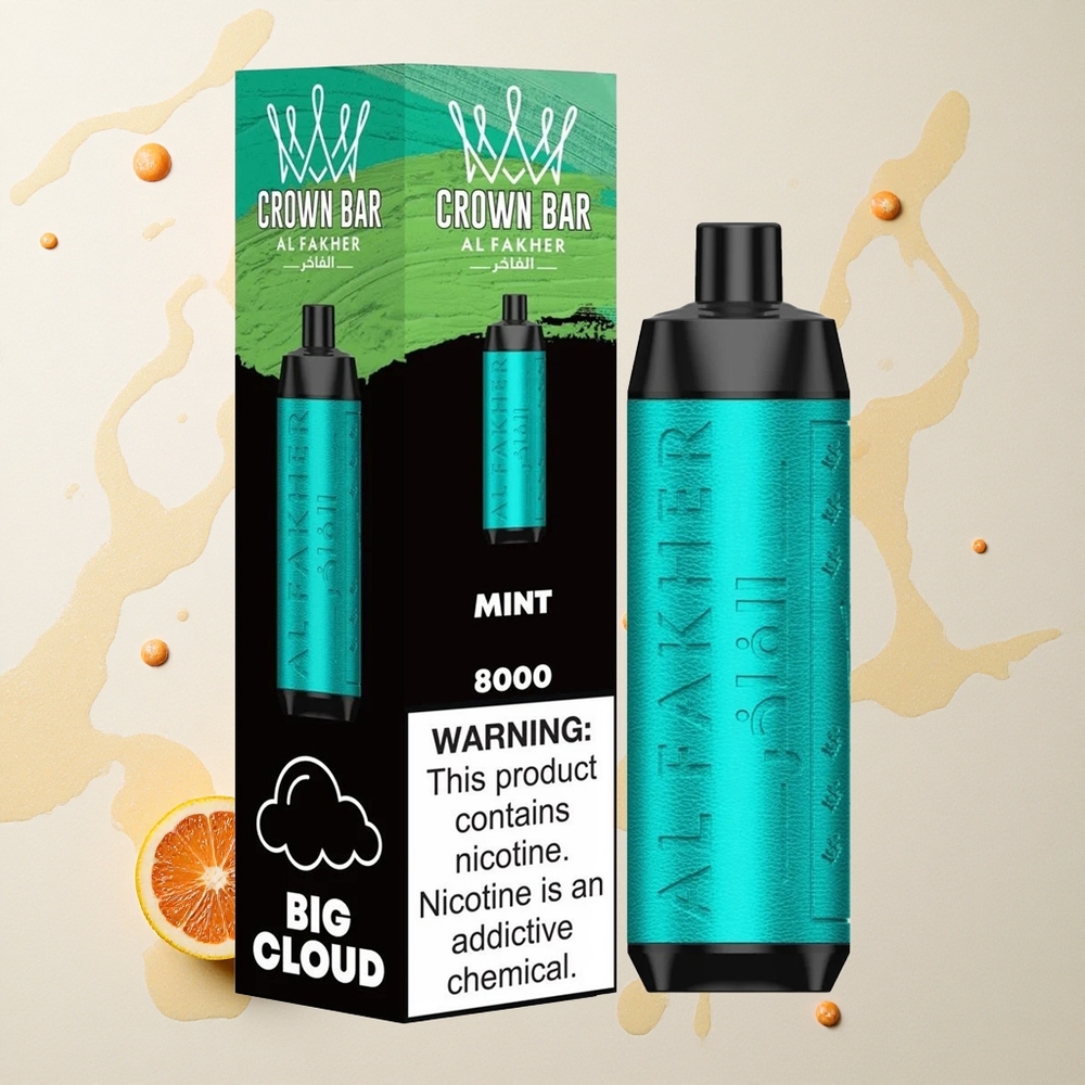 Al Fakher Crown Bar 8000 Crystal Vape Desechable con Batería 600mah y Carga USB Tipo-C