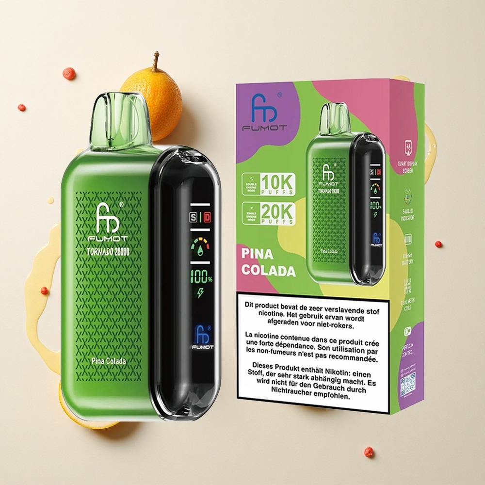 Fumot Tornado 20000 Piña Colada Dual Malla Control de Flujo