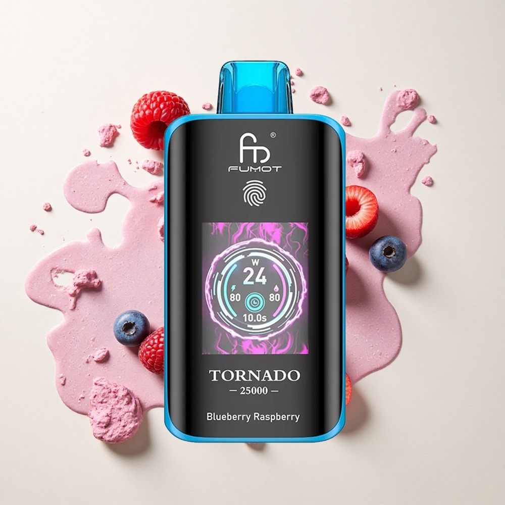 Fumot Tornado 25000 Arándano Frambuesa Pantalla HD Batería Recargable