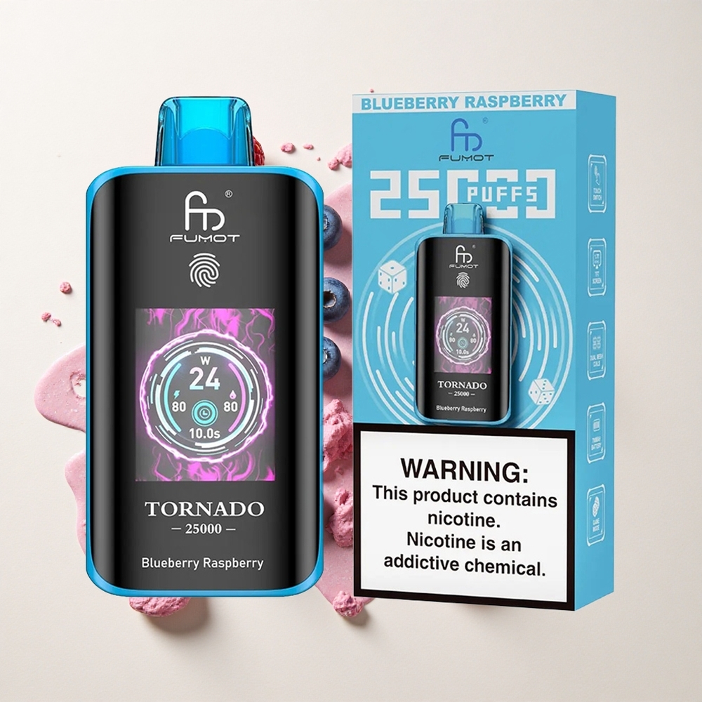Fumot Tornado 25000 Arándano Frambuesa Pantalla HD Batería Recargable