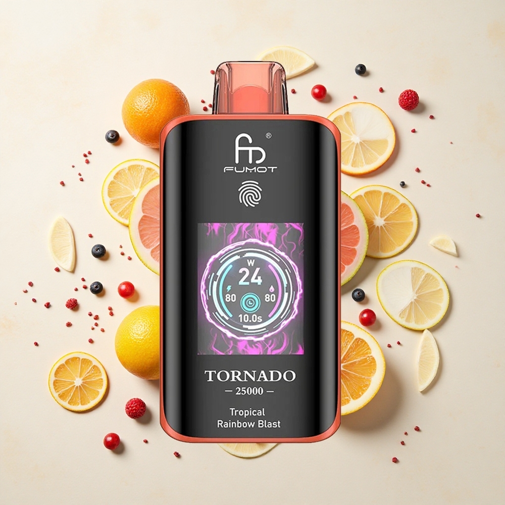 Fumot Tornado 25000 Explosión Arcoíris Tropical con Pantalla HD y Batería Recargable