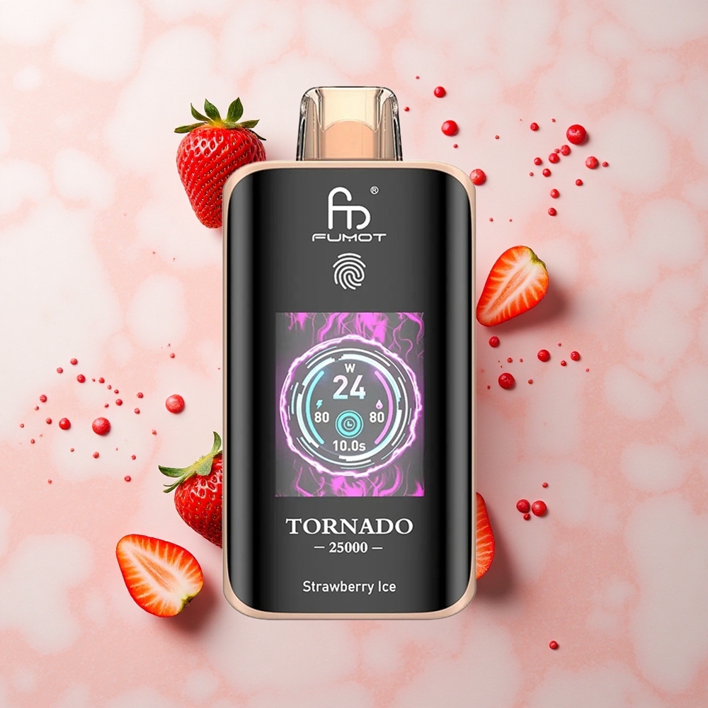 Fumot Tornado 25000 Helado de Fresa con Pantalla HD y Batería Recargable