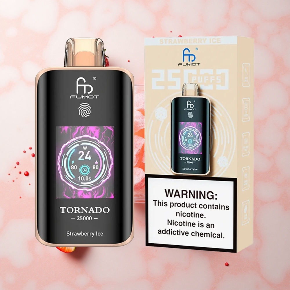 Fumot Tornado 25000 Helado de Fresa con Pantalla HD y Batería Recargable