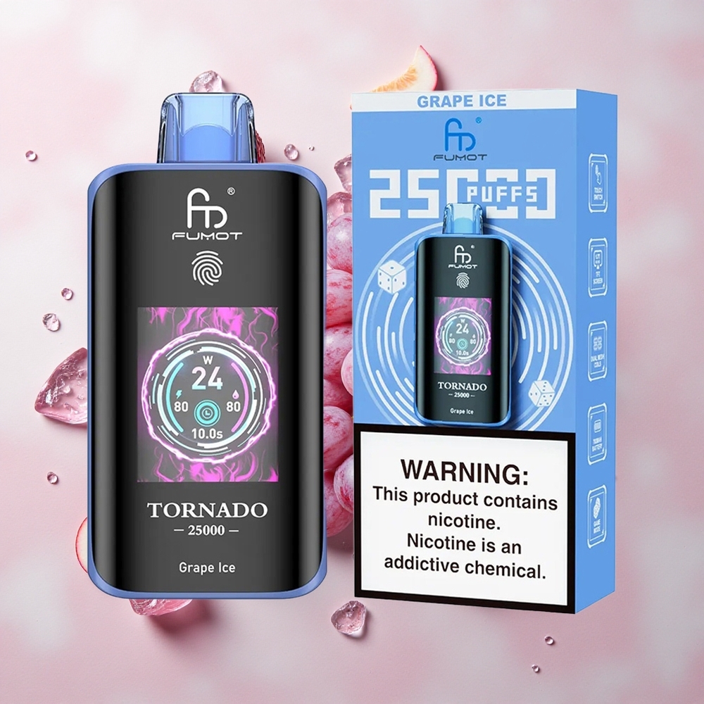 Fumot Tornado 25000 Hielo de Uva con Pantalla HD y Batería Recargable