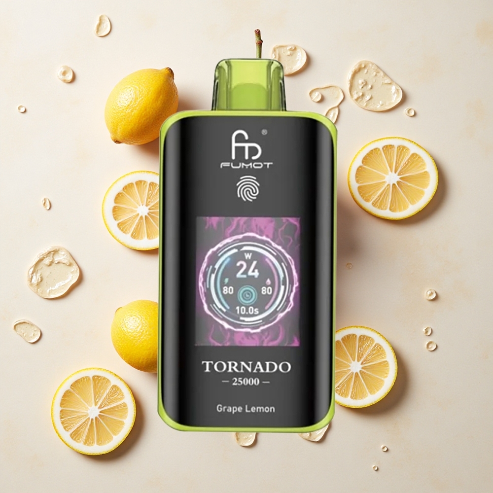 Fumot Tornado 25000 Limón Uva Pantalla HD Batería Recargable