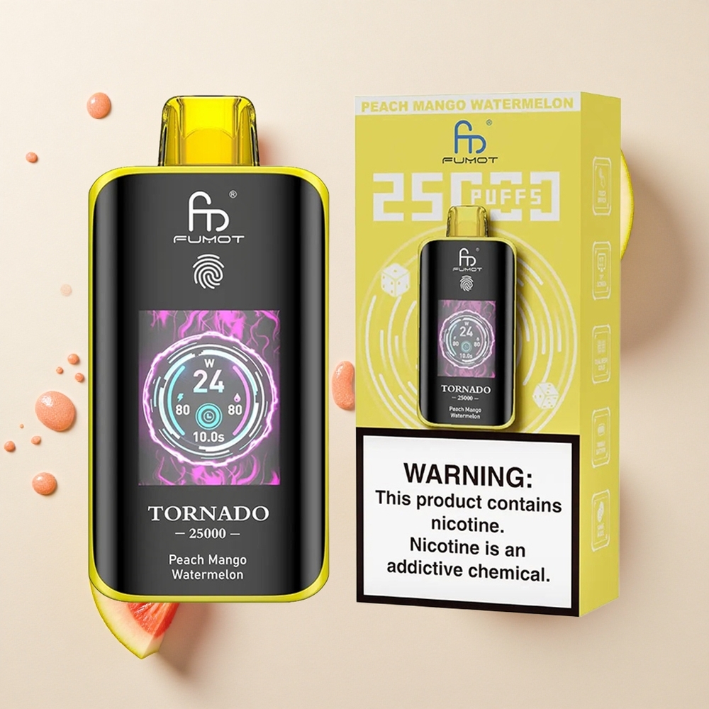 Fumot Tornado 25000 Melocotón Mango Sandía con Pantalla HD y Batería Recargable