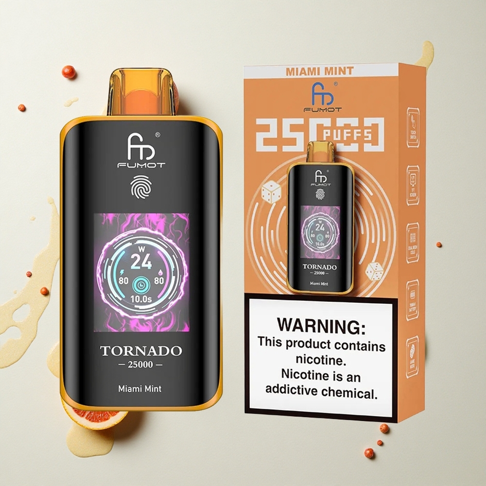 Fumot Tornado 25000 Menta de Miami Pantalla HD Batería Recargable 700mAh